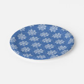 Blaue Schneeblume Winter Muster Weihnachten Pappteller (Schrägansicht)