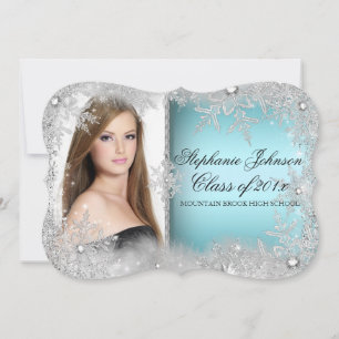 Blaue Schneeblume Winter Wonderland Abschlusskarte Einladung