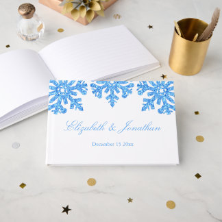 Blaue Schneeblume Winterhochzeit Gästebuch