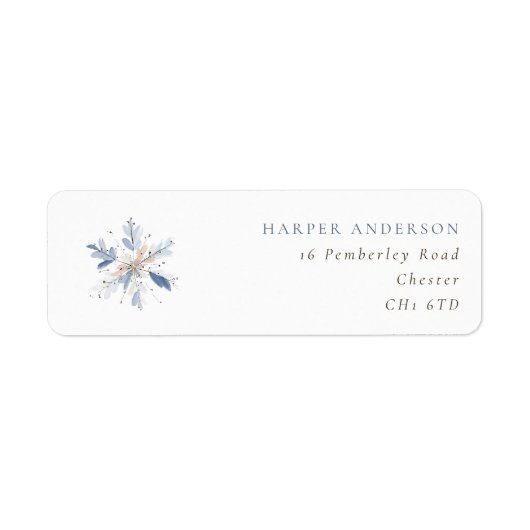 Blaue Schneeblume Winterhochzeit Rücksendeadresse (Vorne)
