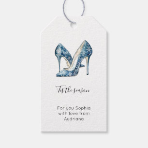 Blaue Schneeblumen High Heels Weihnachten   Geschenkanhänger