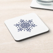 Blaue Schneeflocke auf hartem Kunststoff-Untersetz Getränkeuntersetzer (Linke Seite)