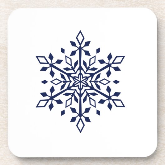 Blaue Schneeflocke auf hartem Kunststoff-Untersetz Getränkeuntersetzer (Vorderseite)