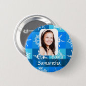 Blaue Schneeflocke Button (Vorne & Hinten)
