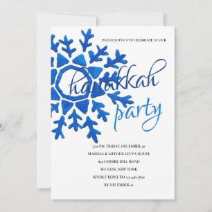 Blaue-Schneeflocke Chanukka-Party-Einladung Einladung