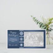 Blaue Schneeflocke-Feiertage Feiertagskarte (Stehend Vorderseite)