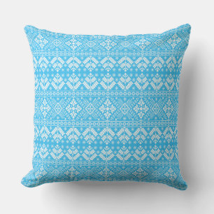 Blaue Schneeflocke & Florale Fair Isle Weihnachten Kissen