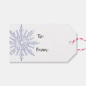 Blaue Schneeflocke für den weißen Weihnachtsfeiert Geschenkanhänger (Vorderseite (Horizontal))