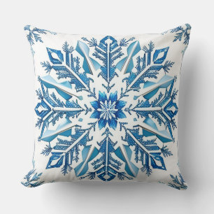 ❄️ Blaue Schneeflocke Gemütlicher Winter-Hausstil Kissen