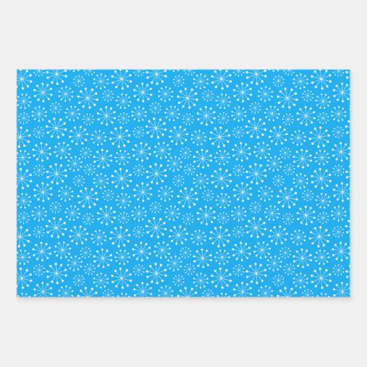 Blaue Schneeflocke Geschenkpapier Set (Vorderseite)