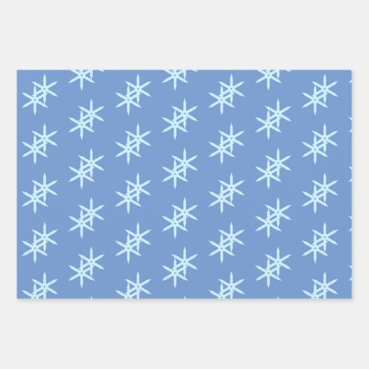 Blaue Schneeflocke Geschenkpapier Set (Vorderseite 3)