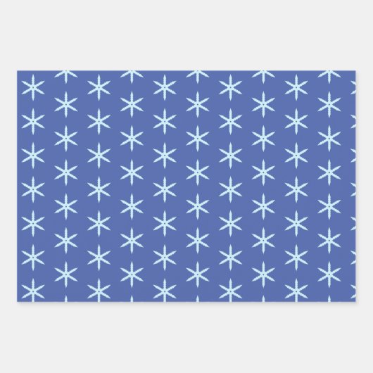 Blaue Schneeflocke Geschenkpapier Set (Vorderseite)
