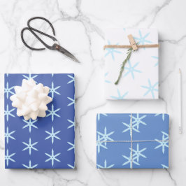 Blaue Schneeflocke Geschenkpapier Set