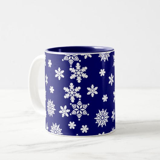 Blaue Schneeflocke-Kaffee-Tasse Zweifarbige Tasse (Vorderseite Links)