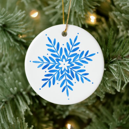 Blaue Schneeflocke Keramik Ornament (Baum)