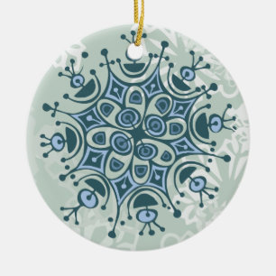 Blaue Schneeflocke Keramik Ornament