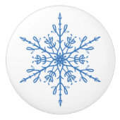 Blaue Schneeflocke Keramikknauf (Vorderseite)