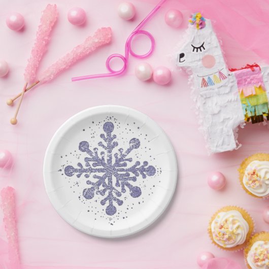 Blaue Schneeflocke "ließ es schneien" Platte Pappteller (Party)