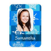 Blaue Schneeflocke Magnet (Vertikal)