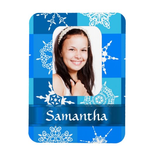 Blaue Schneeflocke Magnet (Vertikal)