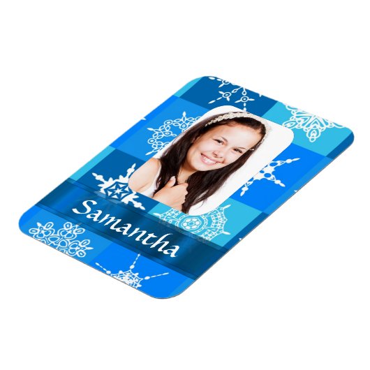 Blaue Schneeflocke Magnet (Linke Seite)