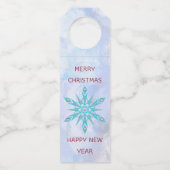 Blaue Schneeflocke mit Diamanten Flaschenanhänger (Vorderseite)