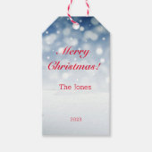 Blaue Schneeflocke mit minimalistischem roten Buch Geschenkanhänger (Vorderseite)