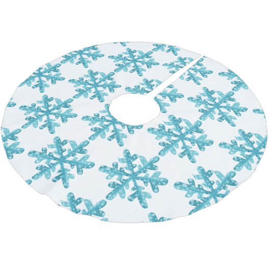 Blaue Schneeflocke Muster Moderne Weihnachten Polyester Weihnachtsbaumdecke (Schrägansicht)