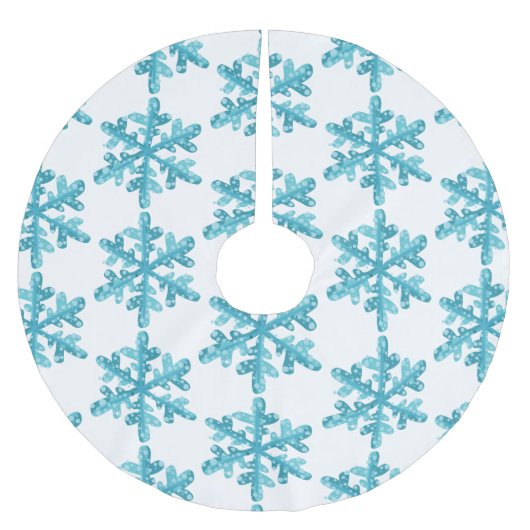 Blaue Schneeflocke Muster Moderne Weihnachten Polyester Weihnachtsbaumdecke (Vorderseite)