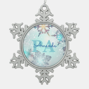 Blaue Schneeflocke Personalisierter Name PA Schneeflocken Zinn-Ornament