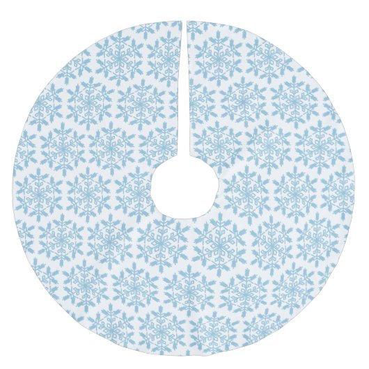 Blaue Schneeflocke Polyester Weihnachtsbaumdecke (Vorderseite)