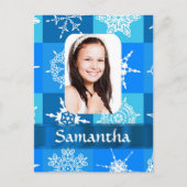 Blaue Schneeflocke Postkarte (Vorderseite)