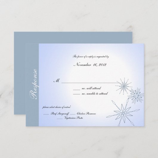 Blaue Schneeflocke RSVP Karte (Vorne/Hinten)