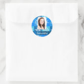 Blaue Schneeflocke Runder Aufkleber (Tasche)