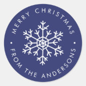 Blaue Schneeflocke Runder Aufkleber (Vorderseite)