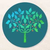 Blaue Schneeflocke Runder Pappuntersetzer (Vorderseite)