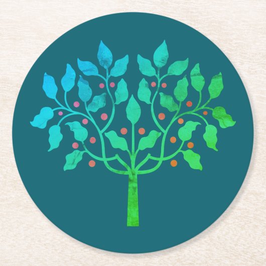 Blaue Schneeflocke Runder Pappuntersetzer (Vorderseite)