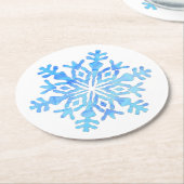 Blaue Schneeflocke Runder Pappuntersetzer (Angewinkelt)