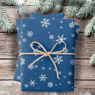 Blaue Schneeflocke Schnee Winter Weihnachten Ferie Geschenkpapier Set