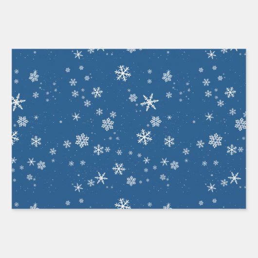 Blaue Schneeflocke Schnee Winterweihnachtsferien Geschenkpapier Set (Vorderseite 2)
