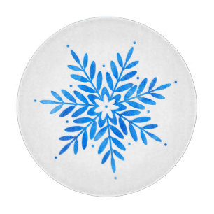 Blaue Schneeflocke Schneidebrett