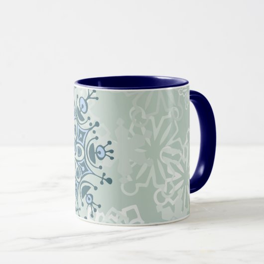 Blaue Schneeflocke Tasse (VorderseiteRechts)