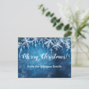 Blaue Schneeflocke und eisweihnachtliche Gestaltun Postkarte