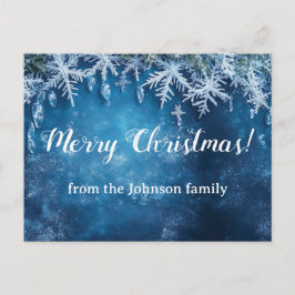 Blaue Schneeflocke und eisweihnachtliche Gestaltun Postkarte