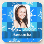 Blaue Schneeflocke Untersetzer (Vorderseite)