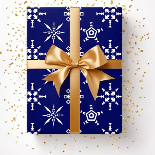 Blaue Schneeflocke Weihnachten Geschenkpapier