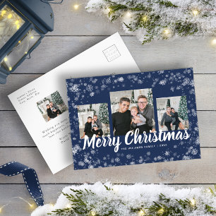 Blaue Schneeflocke Weihnachtspostkarte Postkarte