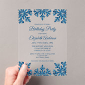 Blaue Schneeflocke Winter Geburtstagsparty Acryleinladungen (Insitu (Handheld))