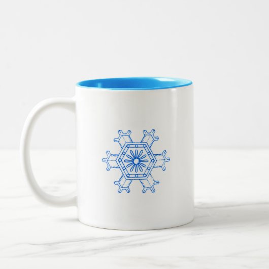 Blaue Schneeflocke Zweifarbige Tasse (Links)