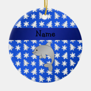 Blaue Schneeflockebäume des personalisierten Keramikornament